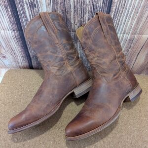 Tecovas Rustic Brown Roper Goat Leather Cowboy Boots 10 D